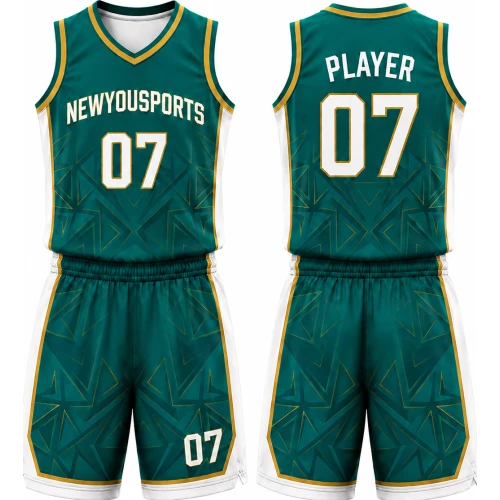 Uniforme de Baloncesto Verde Geométrico
