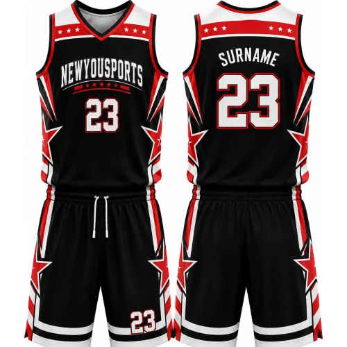 Uniforme de Baloncesto Negro con Estrellas