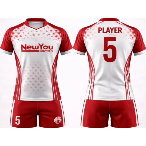 Uniforme De Rugby Blanco Rojo Con Efecto Salpicado New You Sports