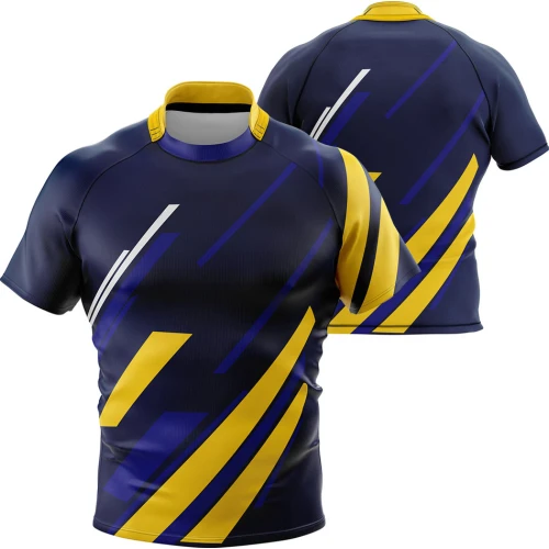 Camiseta de Rugby Púrpura Amarilla y Negra Performance