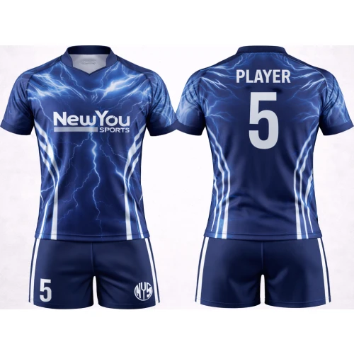 Uniforme De Rugby Azul Con Rayos New You Sports