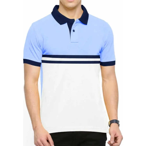 Polo Deportivo Azul Claro Negro y Blanco
