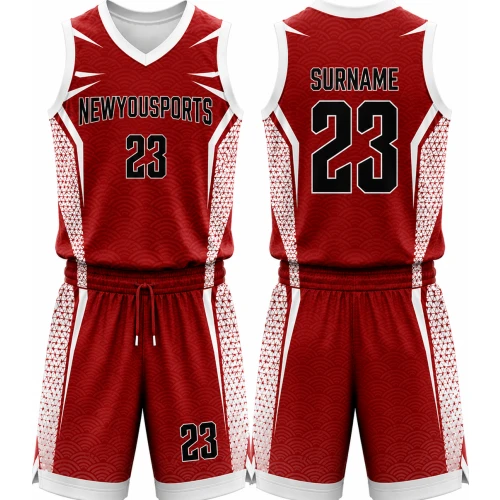 Uniforme de Baloncesto Rojo Geométrico