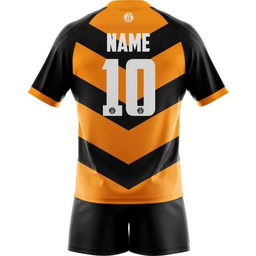 Uniforme De Rugby Naranja Negro Chevron Personalizado New You Sports