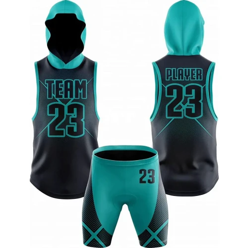 Uniforme Personalizado Negro Azul para Fútbol 7v7
