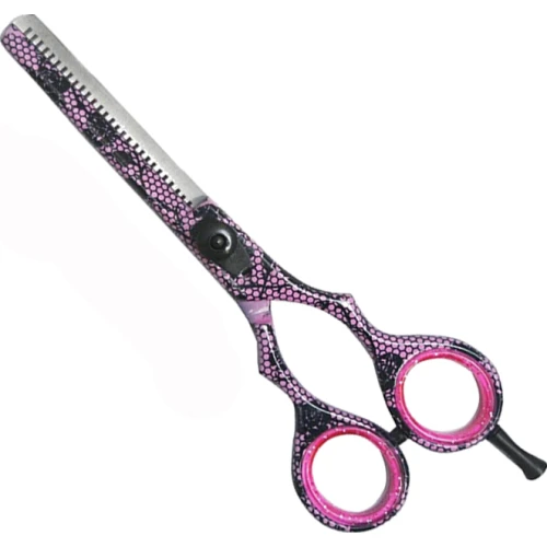 Professionelle Effilierschere in Pink und Schwarz