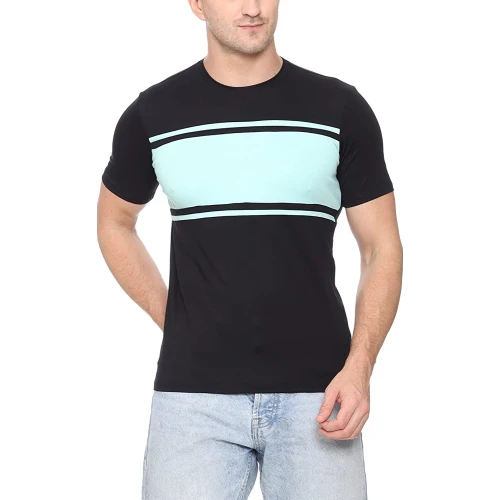 Camiseta Deportiva Negra con Rayas Diagonales