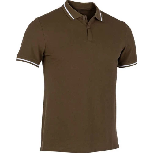 Polo Deportivo Marrón con Diseño Geométrico