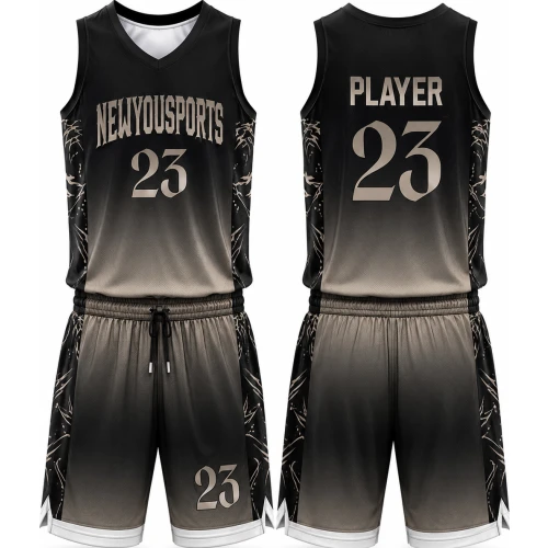 Uniforme de Baloncesto Negro con Degradado
