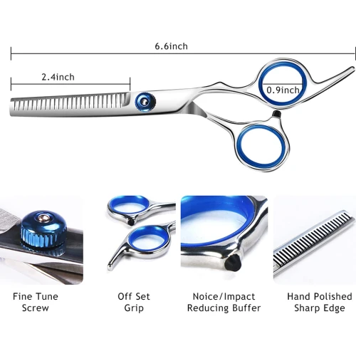 Professionelle Effilierschere in Blau und Silber