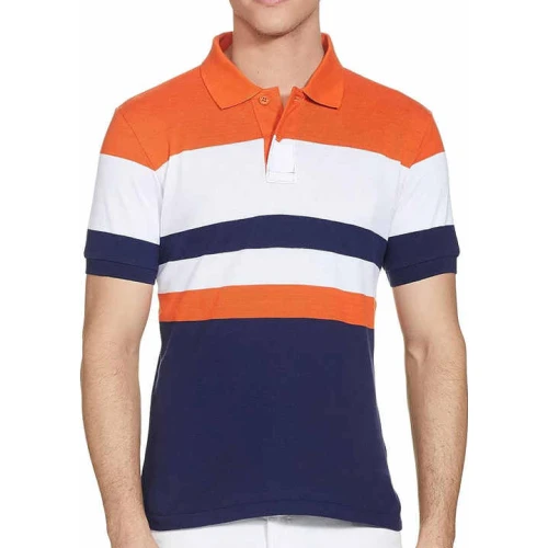Polo Deportivo Hombre Naranja y Azul