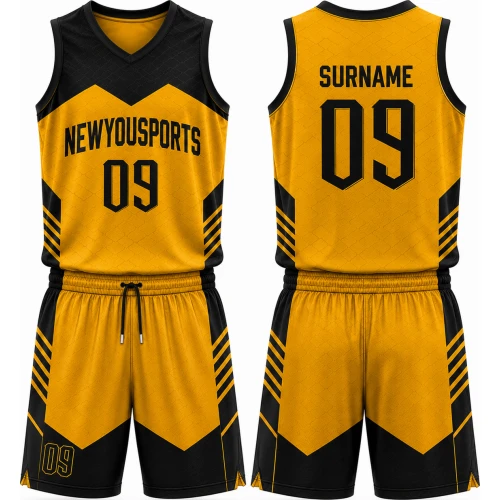 Uniforme de Baloncesto Dorado y Negro