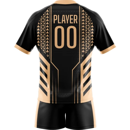 Uniforme De Rugby Negro Dorado Tribal Personalizado New You Sports