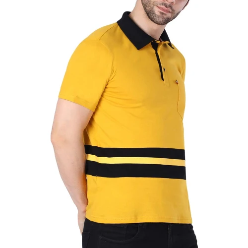 Polo Deportivo Amarillo y Negro para Hombre