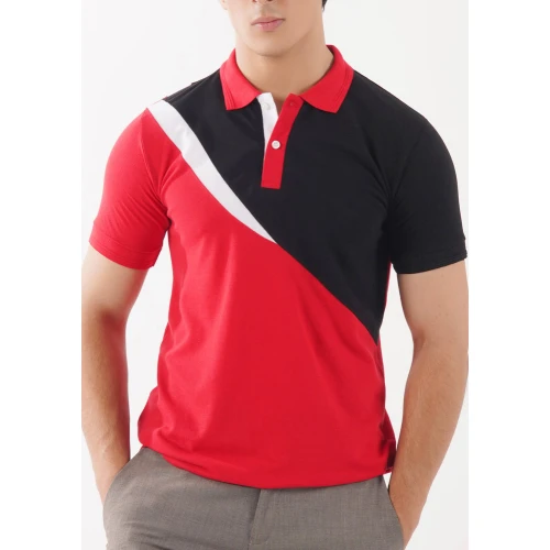 Polo Deportivo Negro y Rojo para Hombre