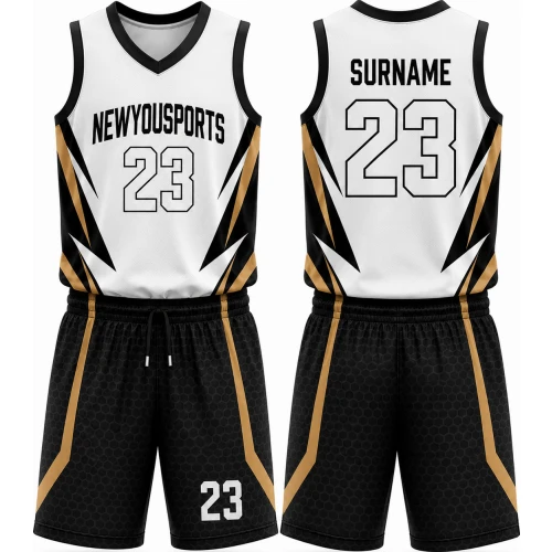 Uniforme de Baloncesto Élite Blanco y Negro