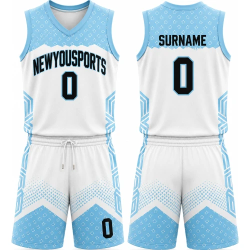 Uniforme de Baloncesto Blanco y Azul Cielo