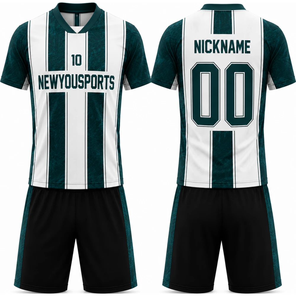Conjunto Deportivo Blanco y Verde Bosque a Rayas