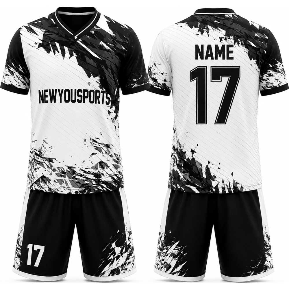 Ensemble de maillot de football à motif abstrait monochrome