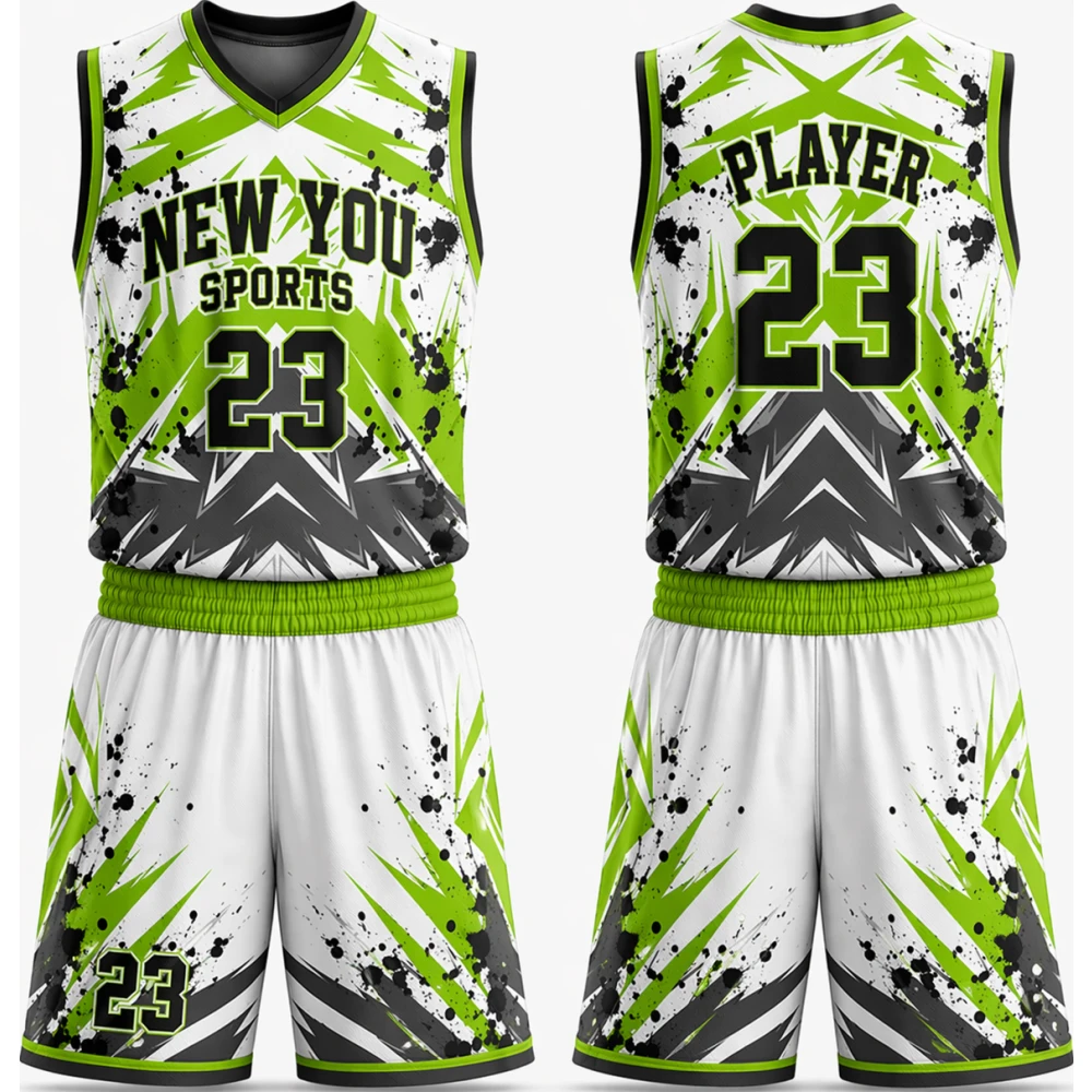 Neon Green Impact Splash Basketball Uniform Set