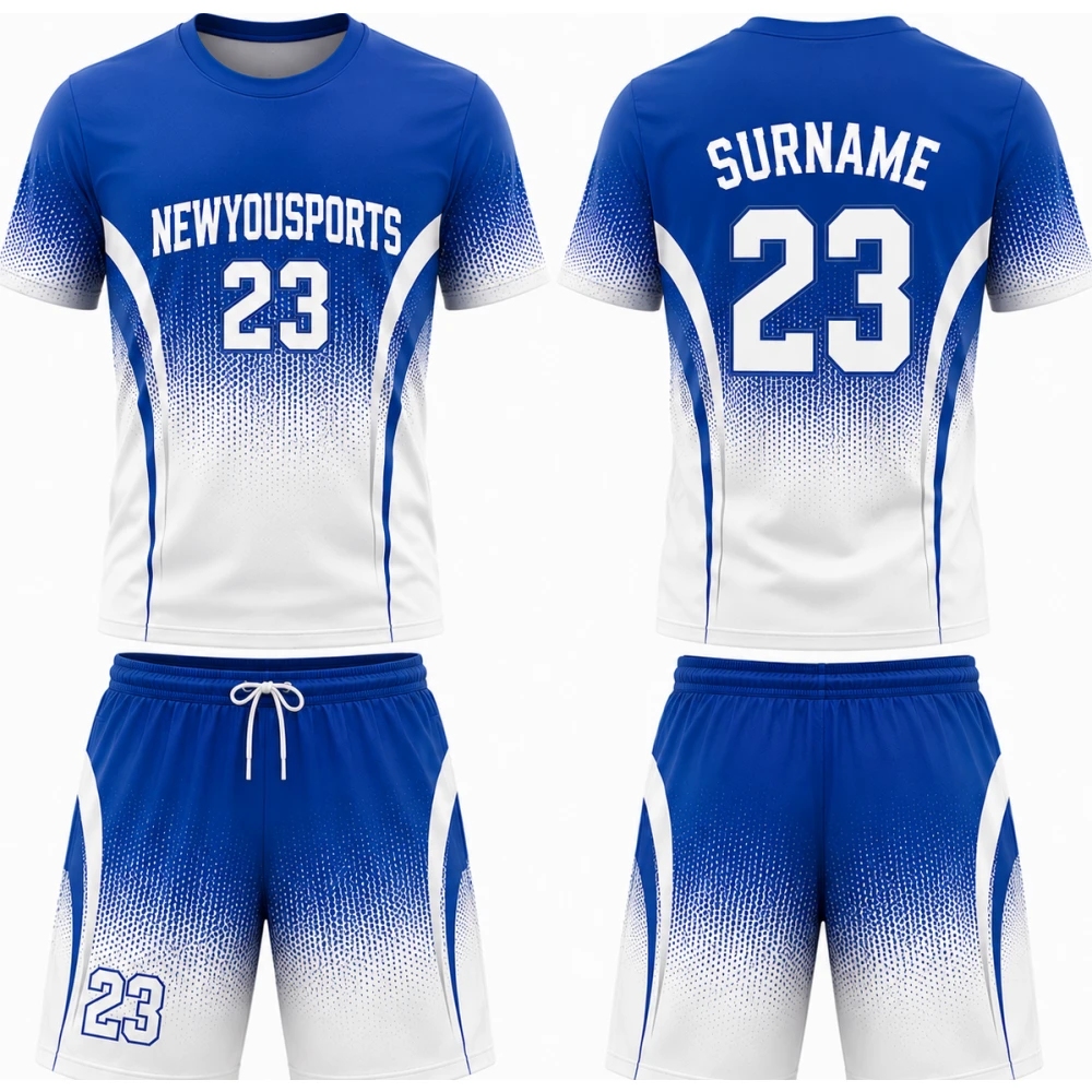 Royalblaues Performance Trikot- und Short-Set