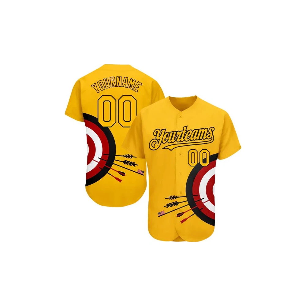 Maillot de Baseball Jaune et Rouge à Rayures
