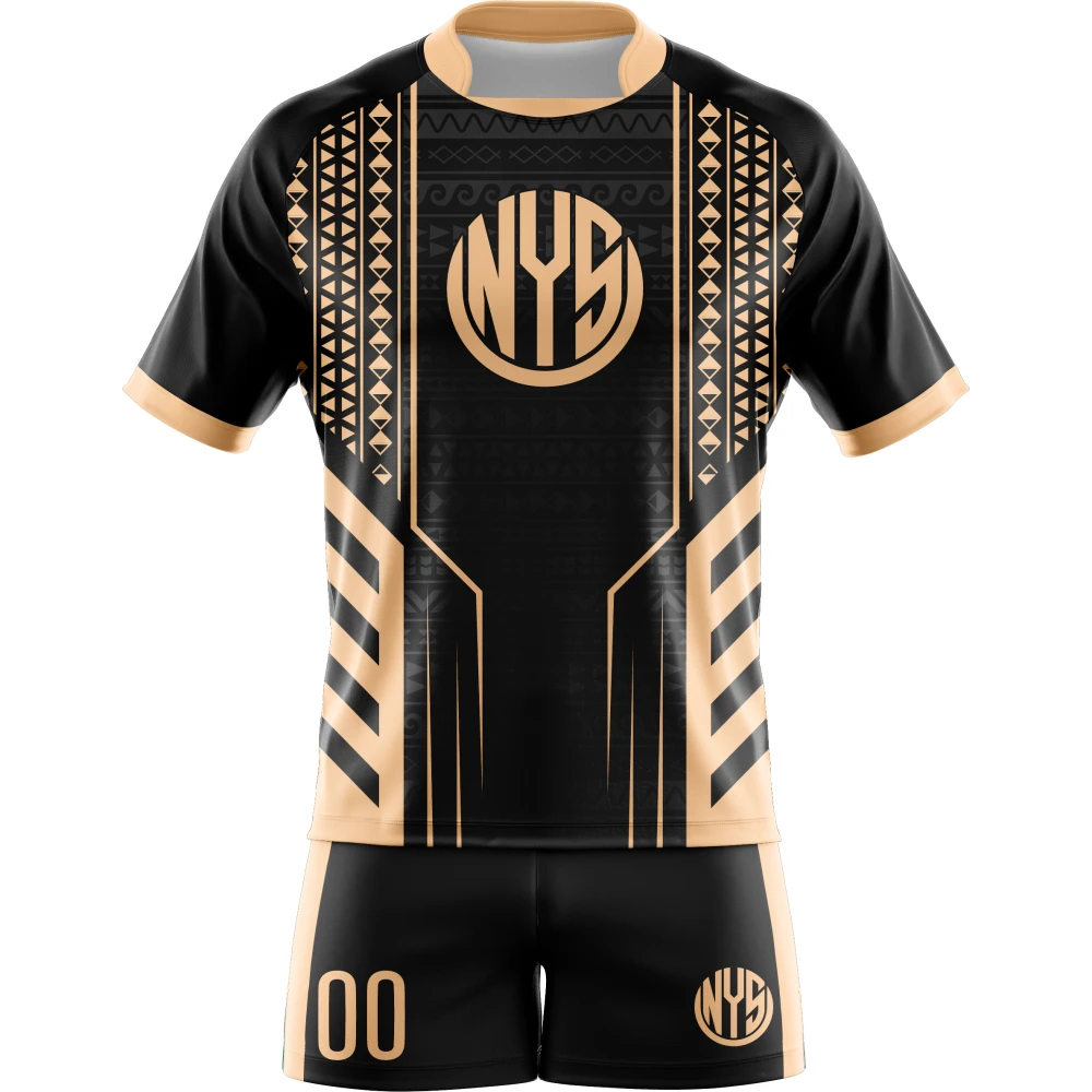 Uniforme De Rugby Negro Dorado Tribal Personalizado New You Sports