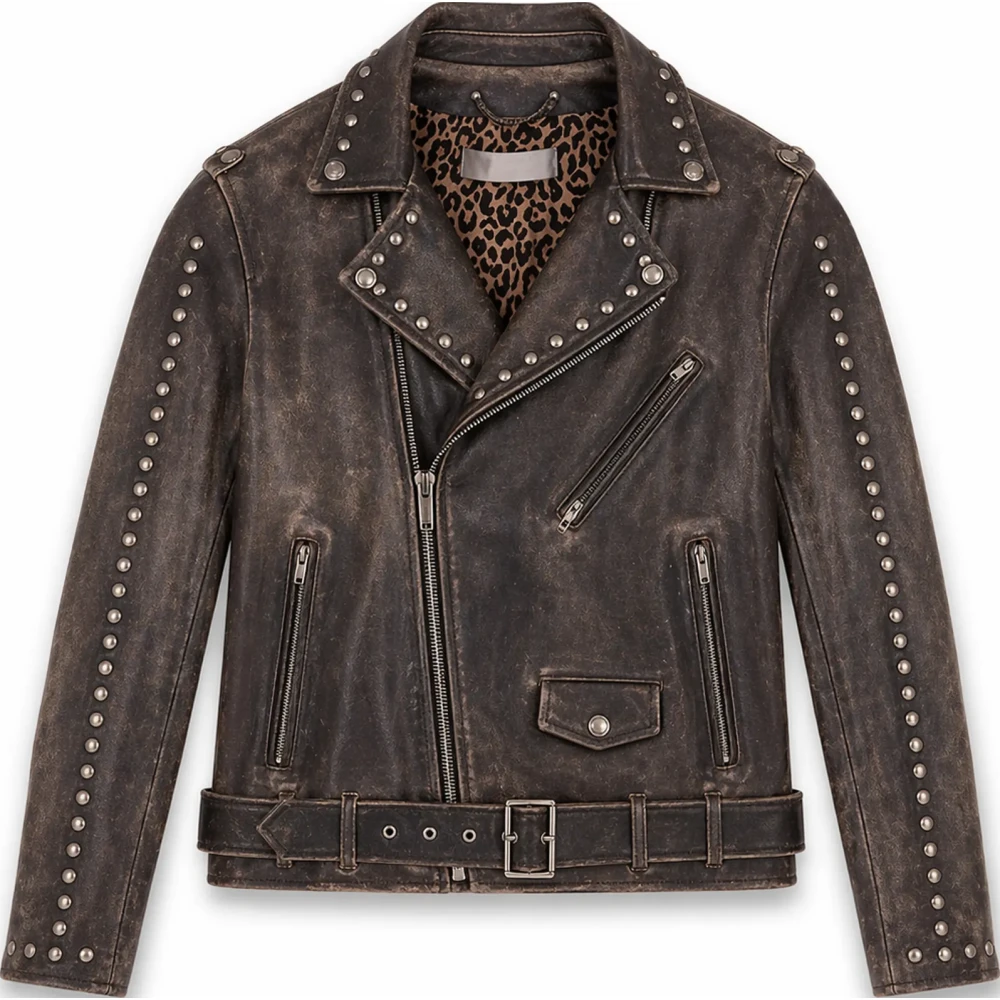 Men’s Distressed Lambskin Leather Jacket – Fine Grain Vintage Style - Sialwear International