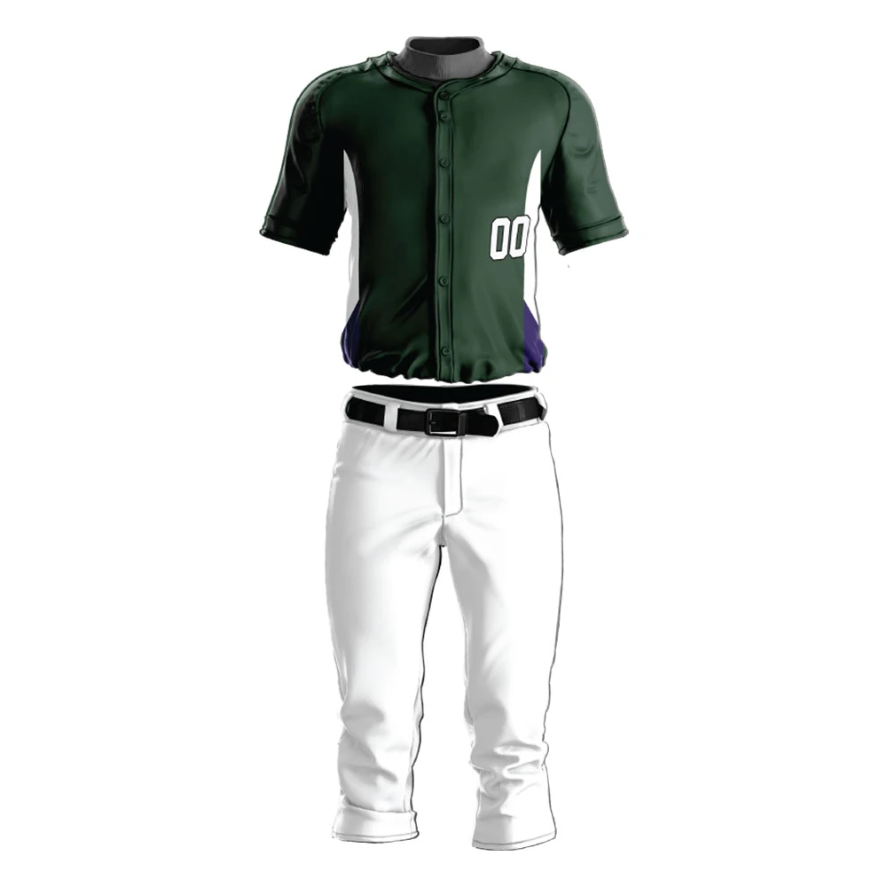 Green White Performance Baseball Uniform