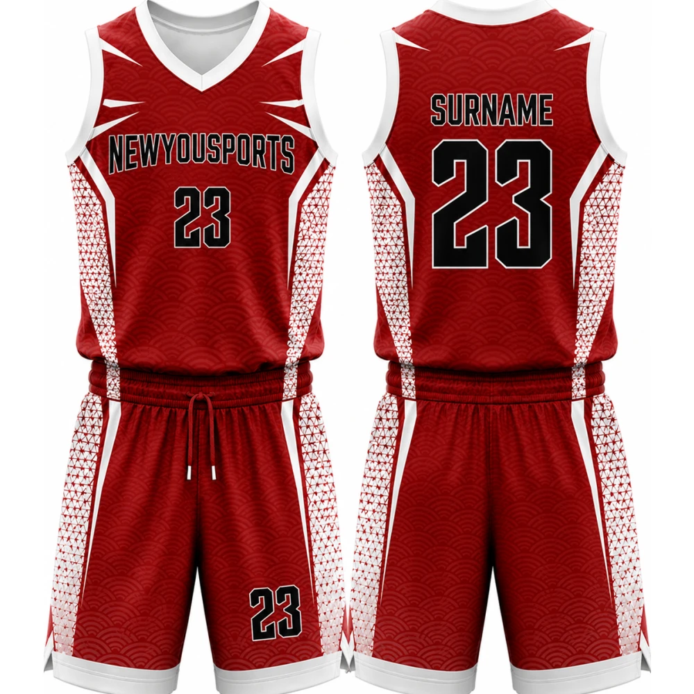 Maillot de Basketball Rouge Géométrique