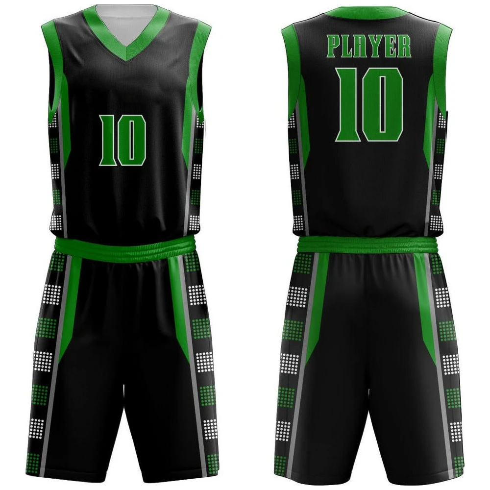 White Green Chevron Basketball Uniform