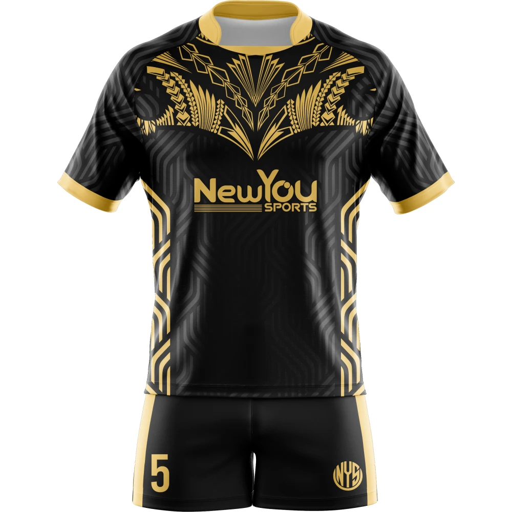 Uniforme De Rugby Negro Dorado Tribal Elite New You Sports