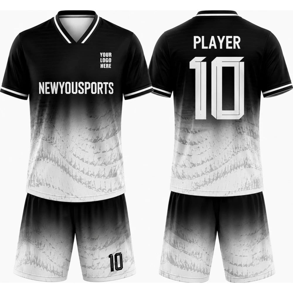 Conjunto de Camiseta y Pantalón de Fútbol Negro con Degradado