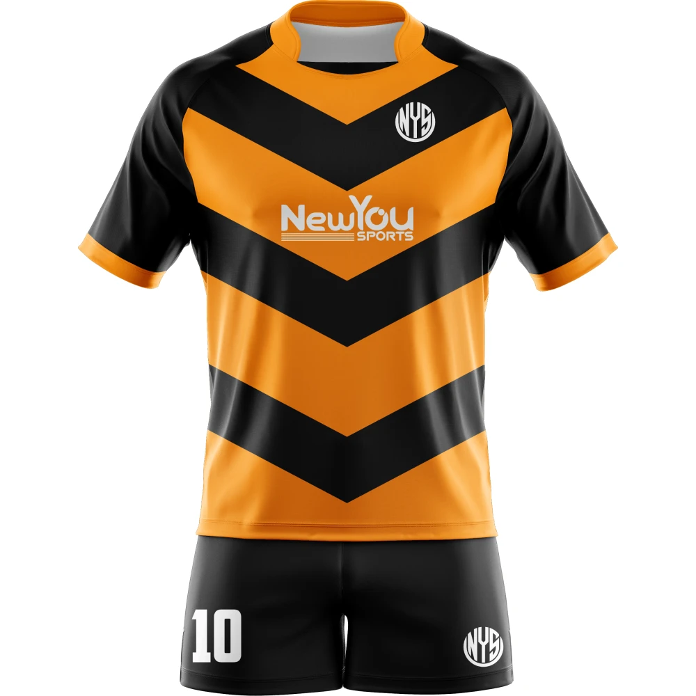 Uniforme De Rugby Naranja Negro Chevron Personalizado New You Sports