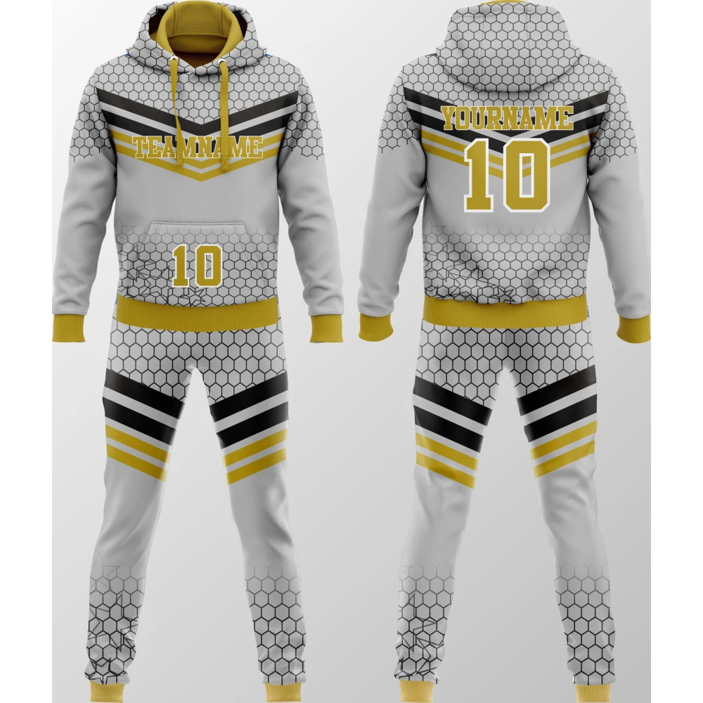 Chándal Blanco Dorado Con Patrón Hexagonal Personalizado New You Sports