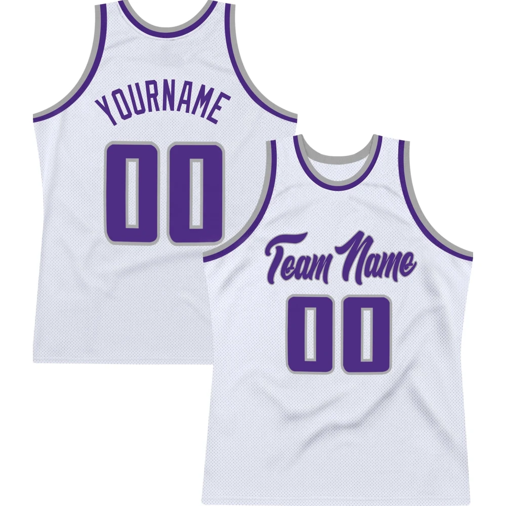 Weiß-Lila Basketballtrikot