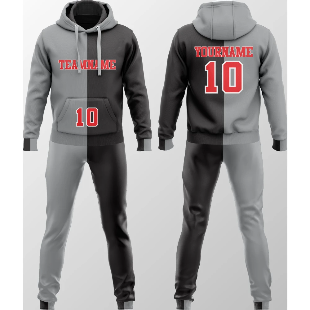 Survêtement Gris Noir Design Divisé Personnalisé New You Sports