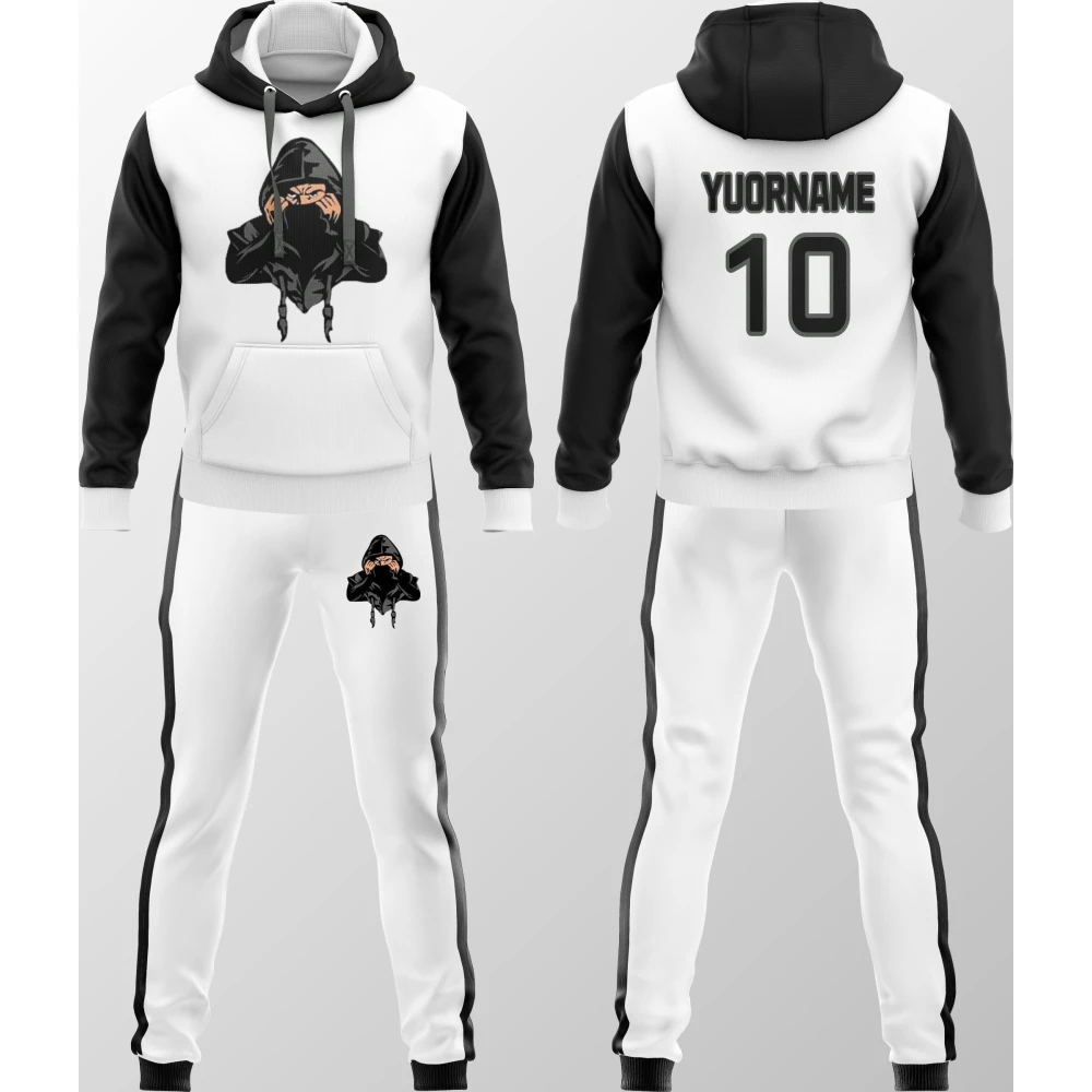 Chándal Blanco Negro Con Gráfico Ninja Personalizado New You Sports