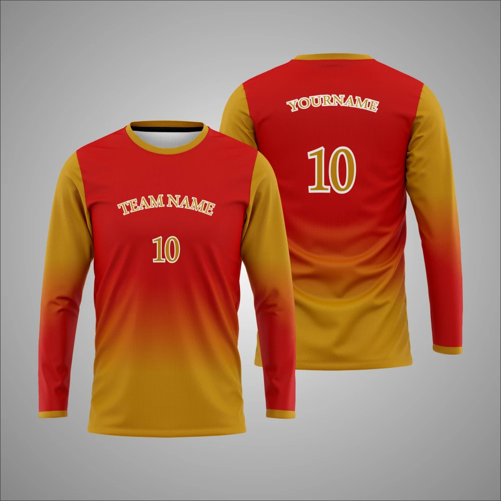 Premium Custom Red Gold Gradient Classic Sports Long Sleeve T Shirt New You Sports Design
