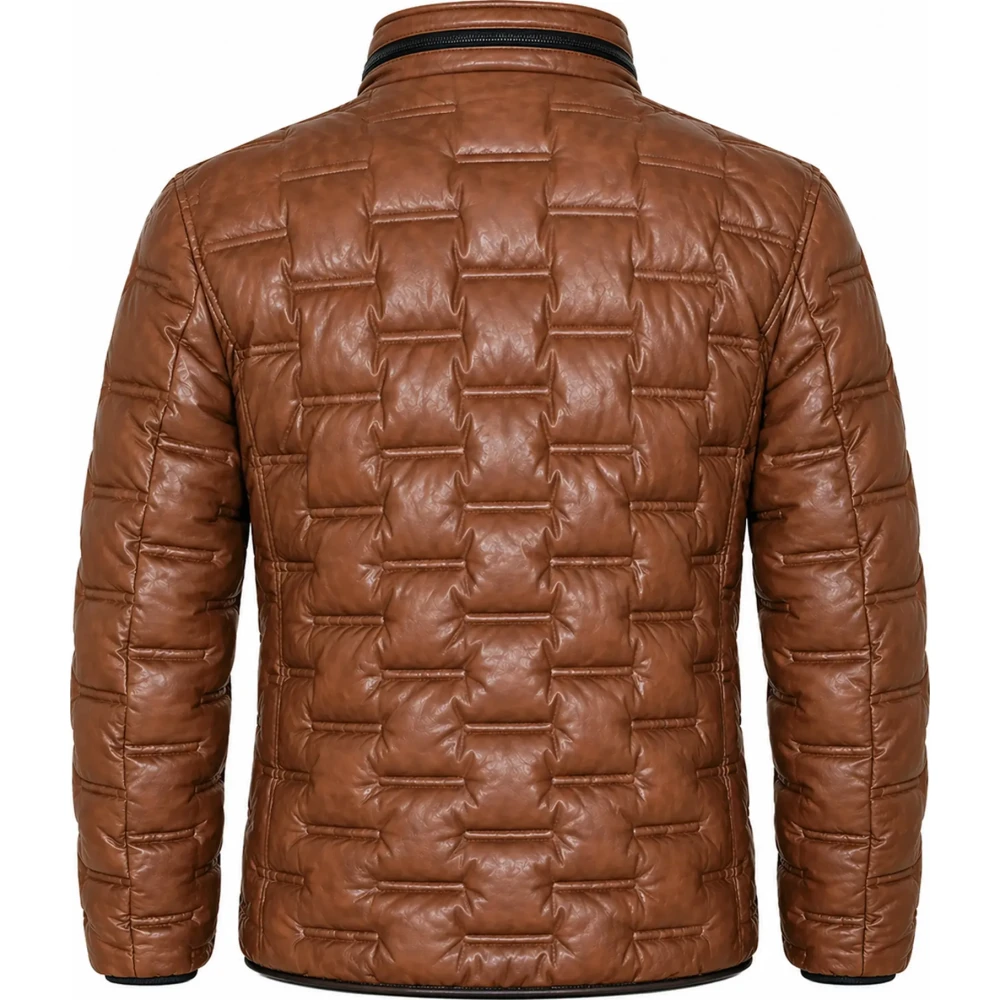 Quilted Sheep Nappa Leather Bomber Jacket – Insulated Puffer Style- Sialwear International