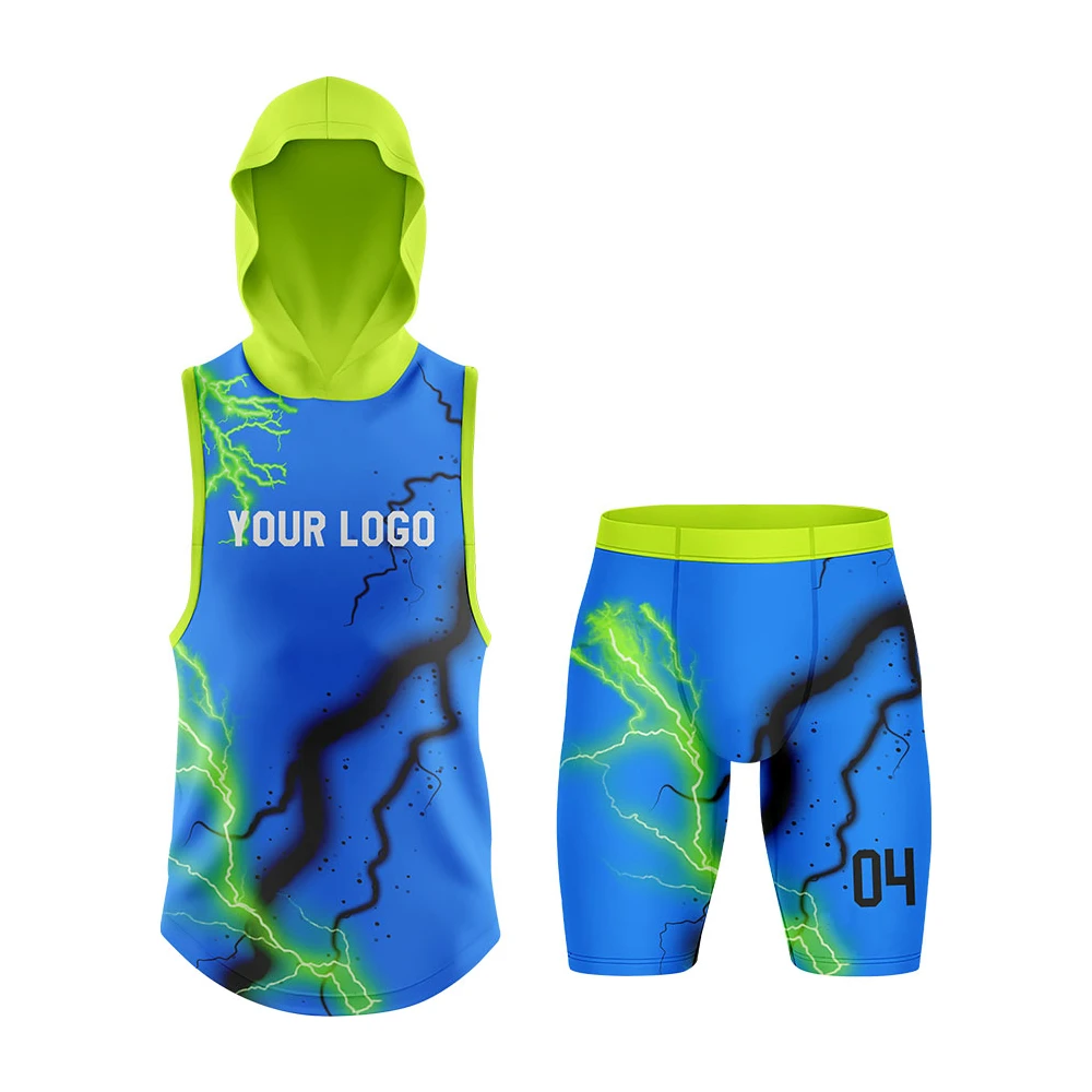 Grün Blaues 7v7 Fußball Trikot Set