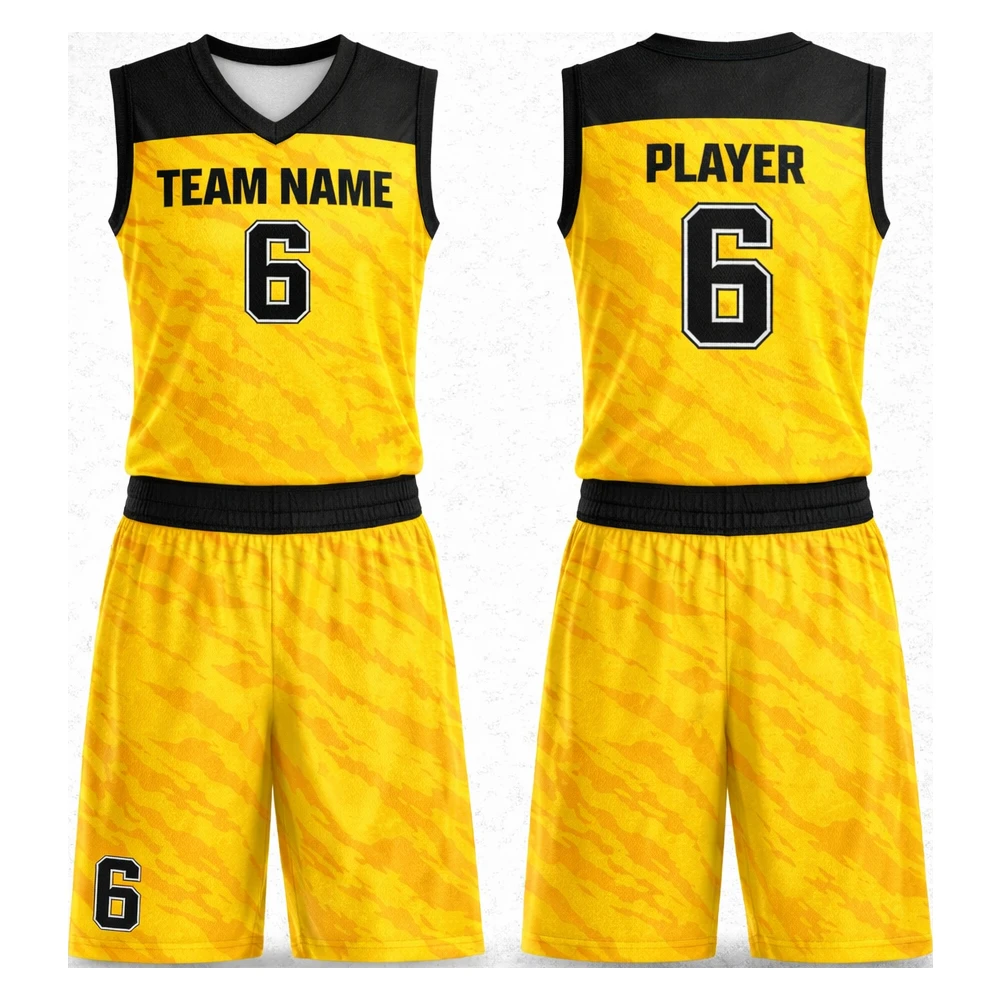 Komplett gelbes Basketballuniform mit Textur
