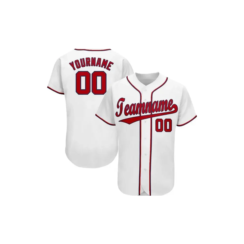 Jersey de Béisbol Blanco y Rojo con Rayas