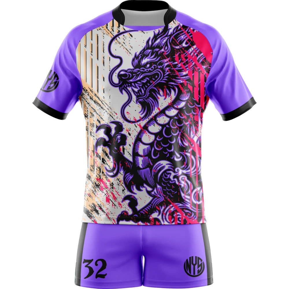 Uniforme De Rugby Morado Con Dragón Personalizado New You Sports