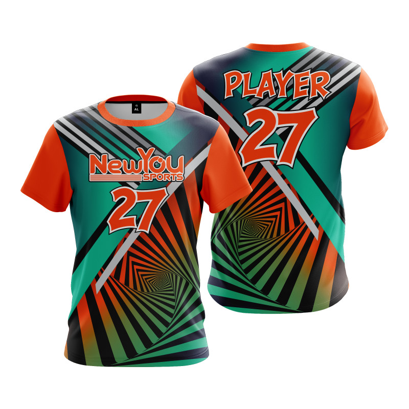 Orange & Green Vortex Sports T-Shirt