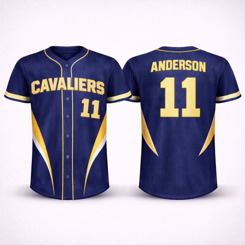Baseball-Trikot Marineblau Gold Cavaliers