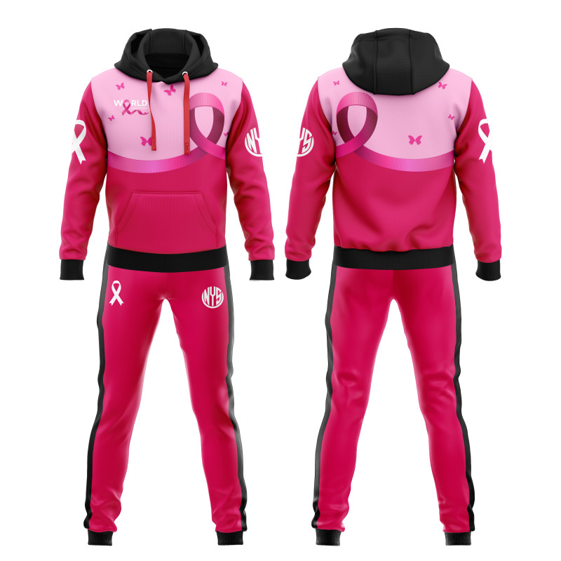 Individueller Trainingsanzug zur Brustkrebs-Aufklärung in Pink