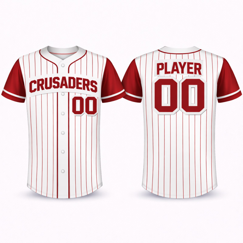 Baseball-Trikot Weiß Rot Nadelstreifen Klassisch