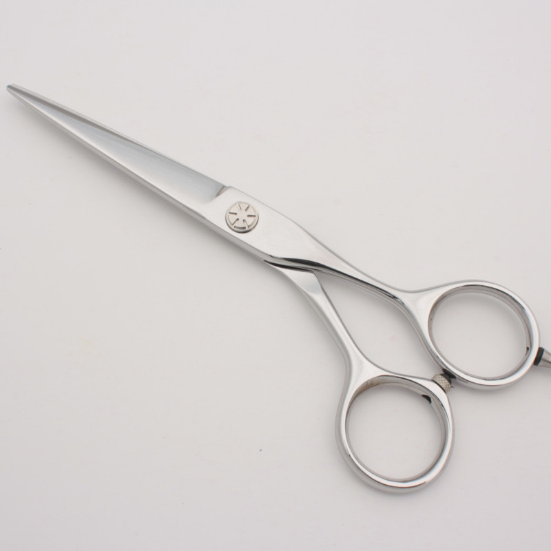 Professional Offset Precision Barber Cutting Shears with Extended Removable Finger Rest and Slim Convex Blade Geometry Manufactured from J2-420 Stainless Steel for Clean, Stable and Controlled Daily Professional Use