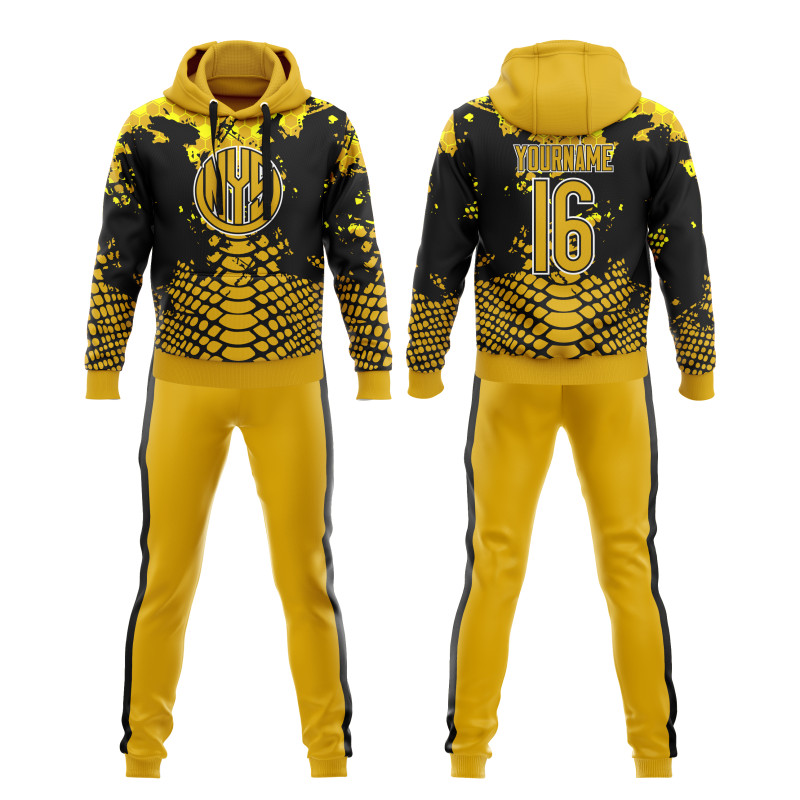 Custom Snake Skin Tracksuit in Black and Gold